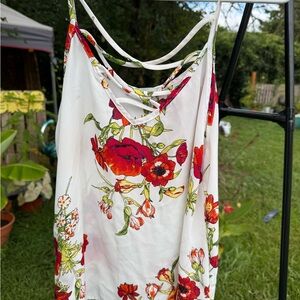 Sweet Rain Floral Strappy Blouse - Red and Green